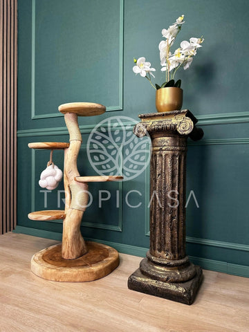 Complete Suar Houten Krabpaal met Krabtouw & Speeltje – 105 cm Hoog | Handgemaakt - TropiCasa.nl