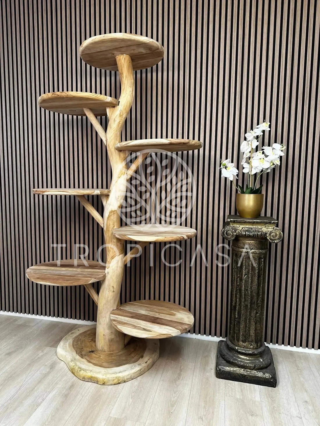 XXL Teak Houten Krabpaal | 200cm Hoog | Handgemaakt - TropiCasa.nl
