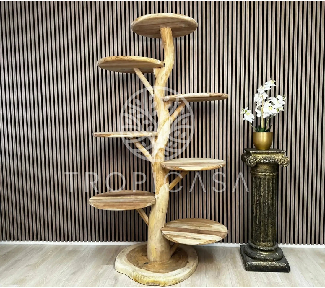 XXL Teak Houten Krabpaal | 200cm Hoog | Handgemaakt - TropiCasa.nl
