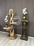 Teak Houten Gedraaide Krabpaal | 155cm Hoog | Handgemaakt - TropiCasa.nl