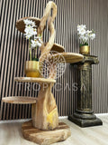 Teak Houten Gedraaide Krabpaal | 155cm Hoog | Handgemaakt - TropiCasa.nl