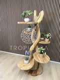 Teak Houten Gedraaide Krabpaal | 155cm Hoog | Handgemaakt - TropiCasa.nl