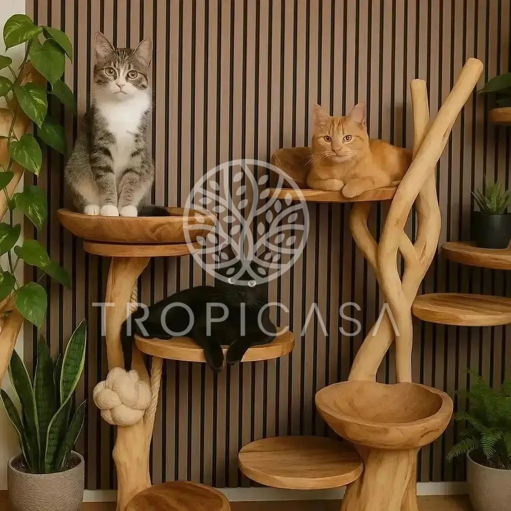 XXL Suar Houten Krabpaal | 200cm Hoog | Handgemaakt - TropiCasa.nl